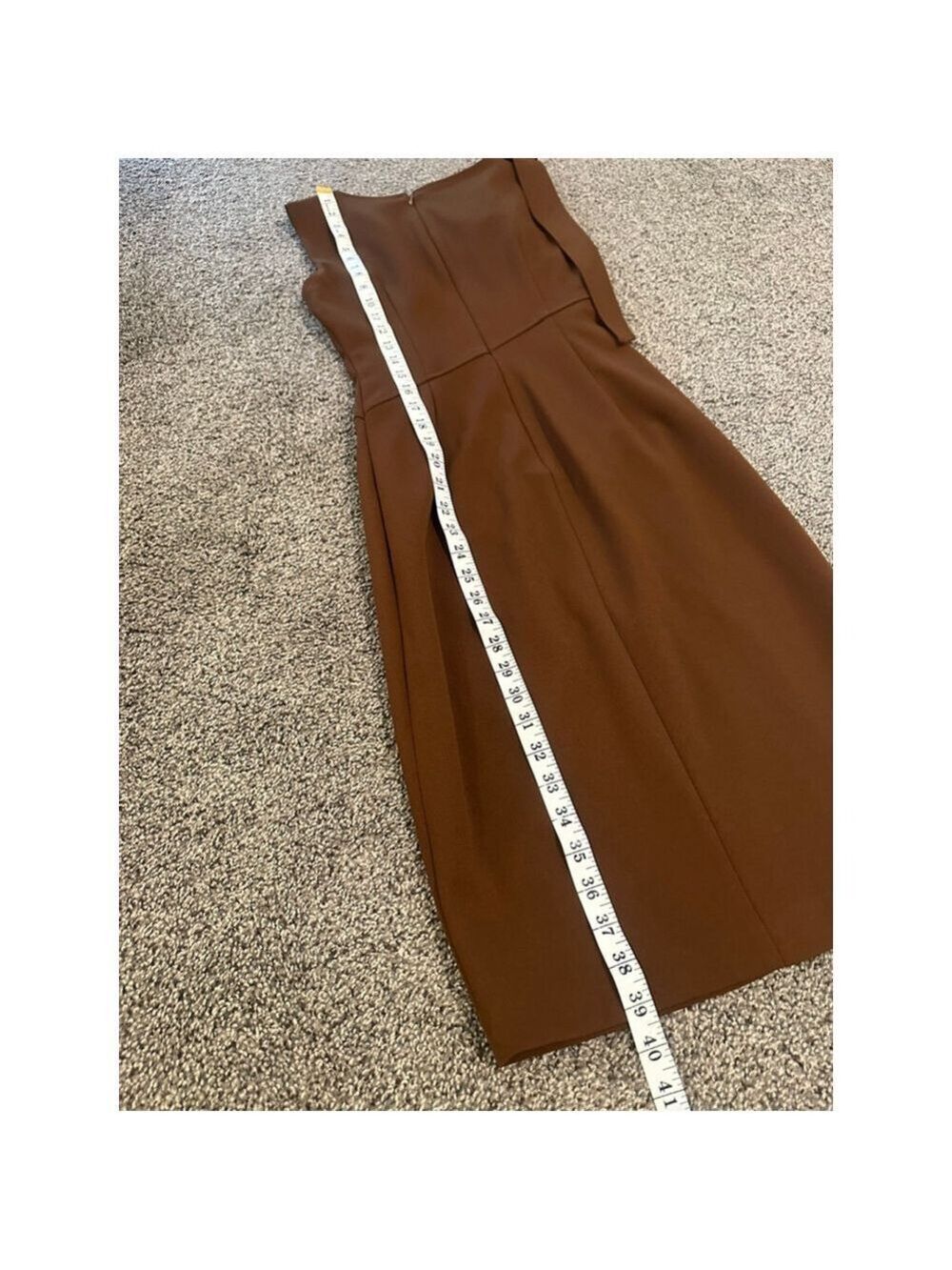 Calvin Klein Brown Bow Shoulder Midi Dress Size 2 - Picture 11 of 13